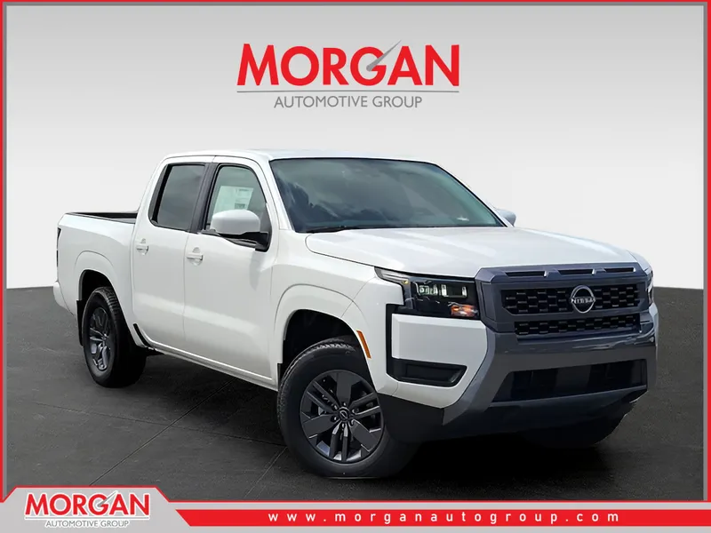 2026 Nissan Frontier SV in White — front three-quarter view