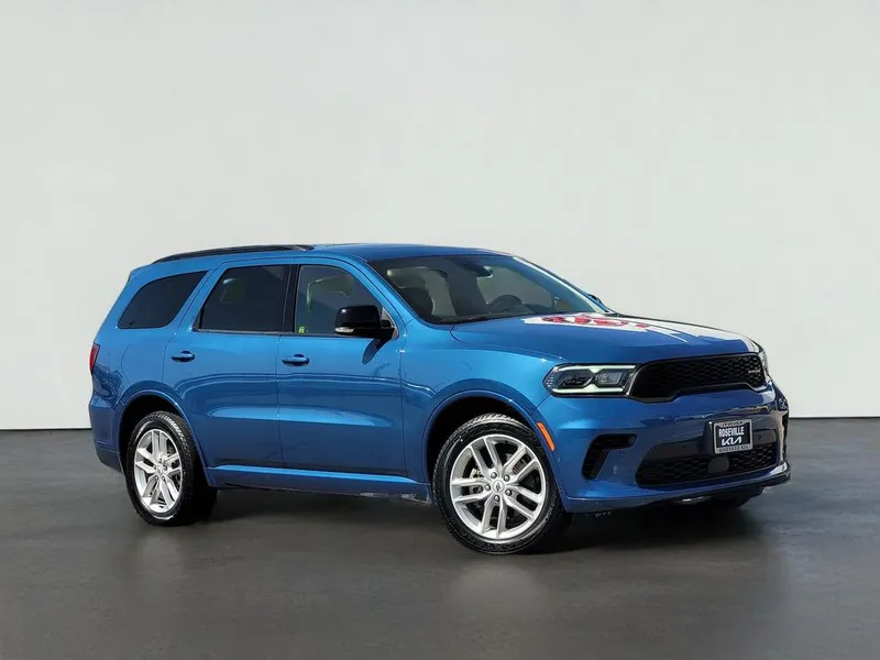 2025 Dodge DURANGO GT PLUS in Frostbite Pearlcoat — front three-quarter view