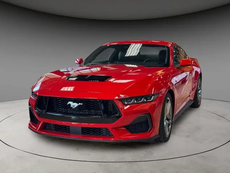2024 Ford Mustang GT Premium in Race Red — front three-quarter view