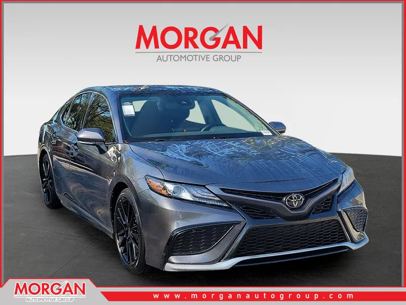 2022 Toyota Camry XSE in Predawn Gray Mica — front three-quarter view