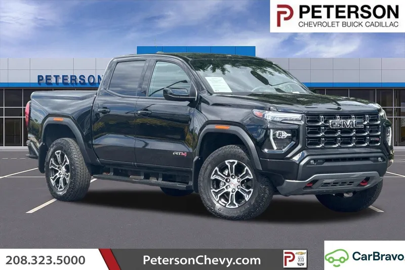 2025 GMC Canyon AT4 in Onyx Black — front three-quarter view