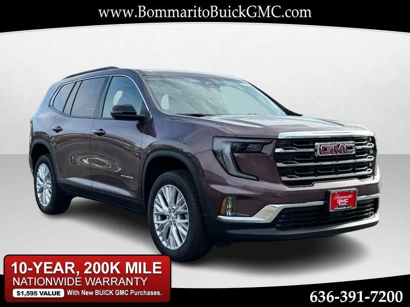 2026 GMC Acadia Elevation in Crystal Metallic — front three-quarter view