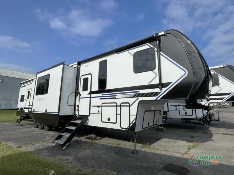2026 Keystone RV Fuzion Impact Edition in WHITE — front three-quarter view