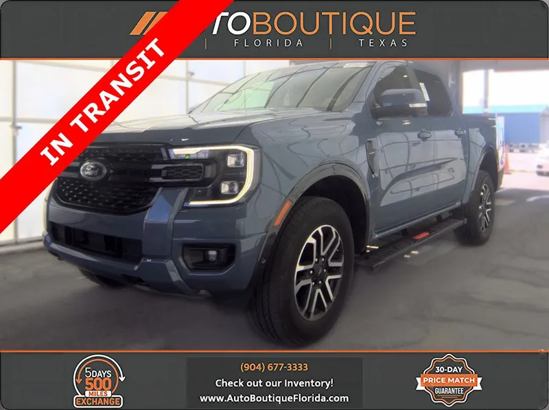 2024 Ford Ranger LARIAT in Blue — front three-quarter view