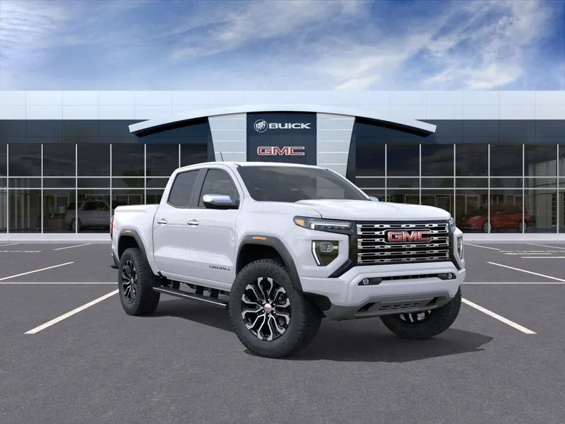 2026 GMC Canyon Denali in Summit White — front three-quarter view