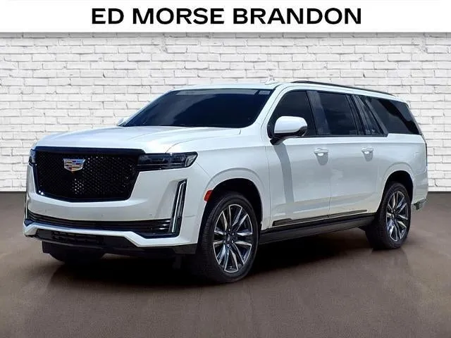 2023 Cadillac Escalade ESV Sport in Crystal White Tricoat — front three-quarter view