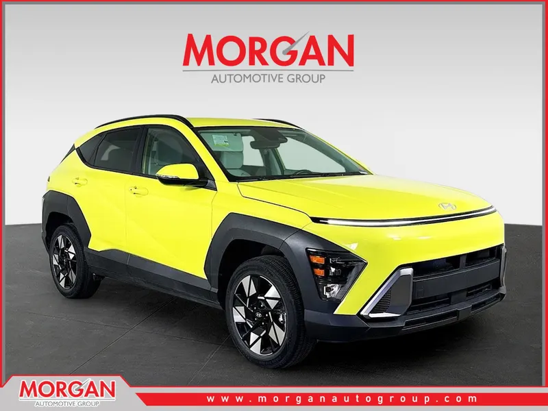 2025 Hyundai Kona SEL in Yellow — front three-quarter view