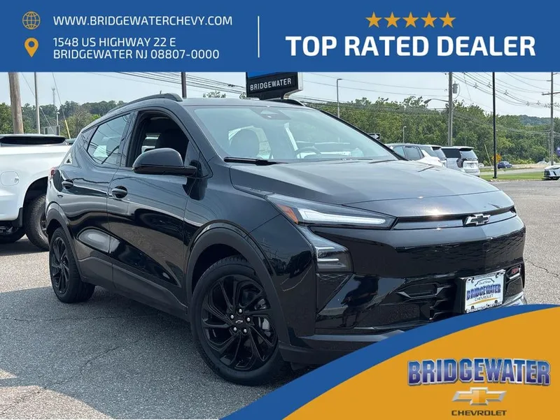 2027 Chevrolet Bolt RS in Mosaic Black Metallic — front three-quarter view