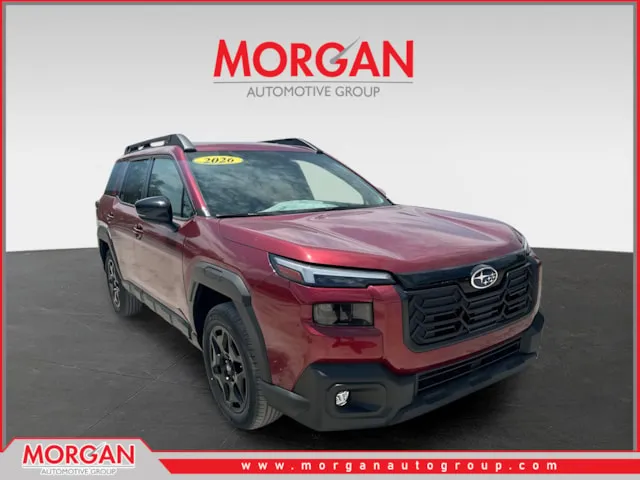 2026 Subaru Outback Limited in Red — front three-quarter view