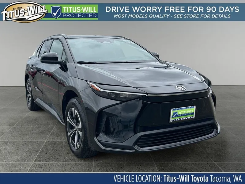 2025 Toyota bZ4X XLE in Black — front three-quarter view