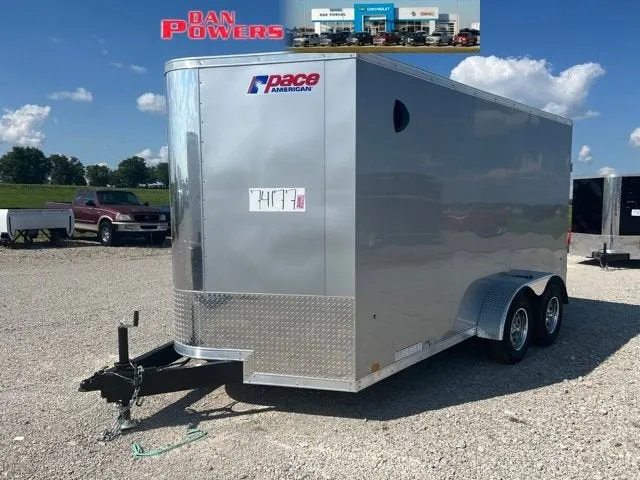 2023 PACE 14FT CARGO FLAT Base in Gray — front three-quarter view