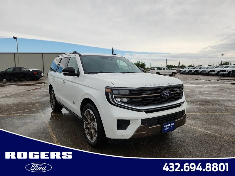 2026 Ford Expedition King Ranch in Star White Metallic Tri-Coat — front three-quarter view