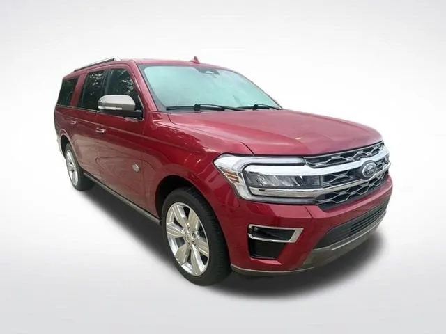 2022 Ford Expedition Max King Ranch in Rapid Red Metal — front three-quarter view
