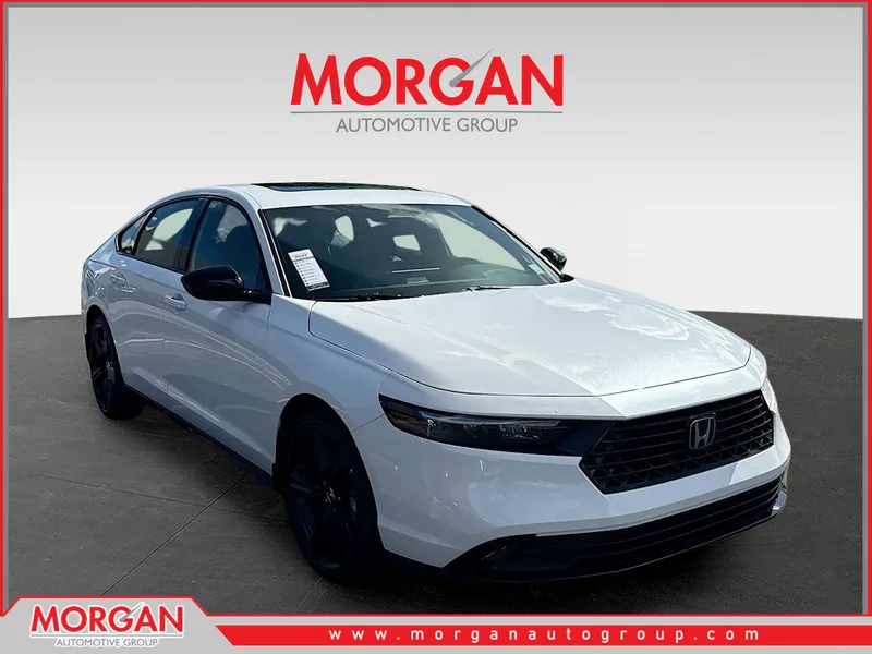2026 Honda Accord Hybrid Sport-L in Platinum White Pearl — front three-quarter view