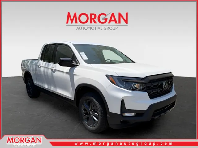 2026 Honda Ridgeline Sport in White — front three-quarter view