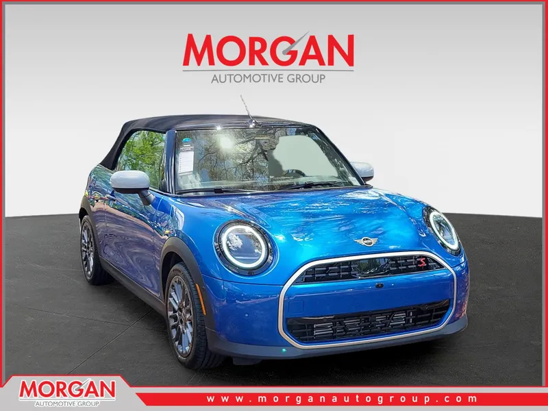 2026 MINI Convertible Cooper S in Icy Sunshine Bl — front three-quarter view