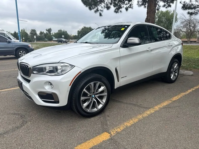 2019 BMW X6 xDrive35i in Mineral White Metallic — front three-quarter view