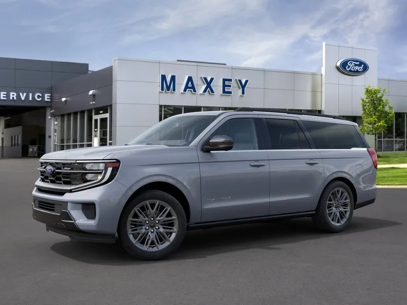 2027 Ford Expedition MAX Platinum in Glacier Gray Metallic Tri-Coat — front three-quarter view