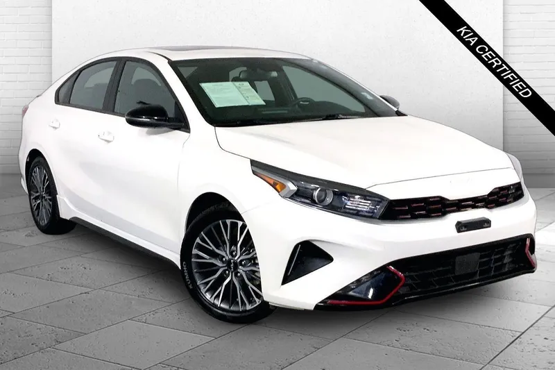 2024 Kia Forte GT-Line in Snow White Pearl — front three-quarter view