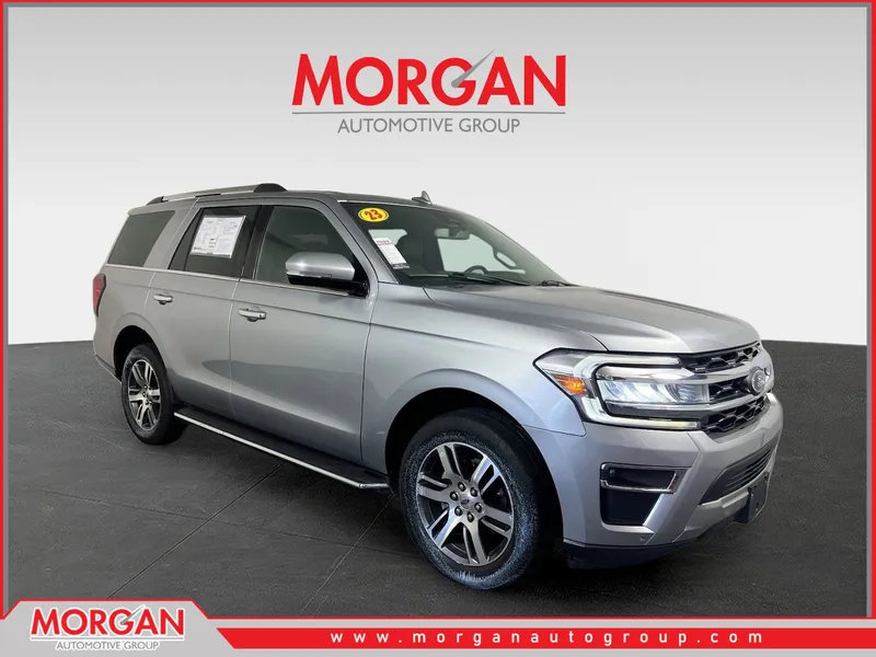 2023 Ford Expedition Limited in Iconic Silver Metallic — front three-quarter view