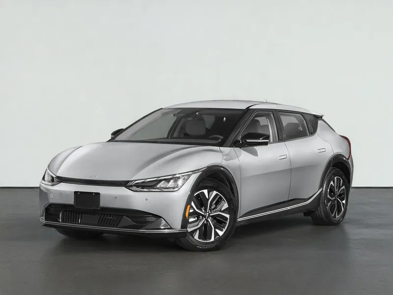 2024 Kia EV6 WIND in Steel Gray — front three-quarter view