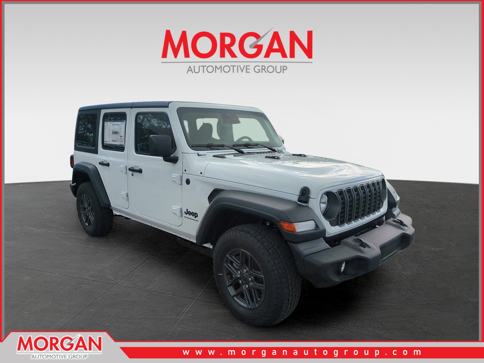 2026 Jeep Wrangler Sport S in White — front three-quarter view