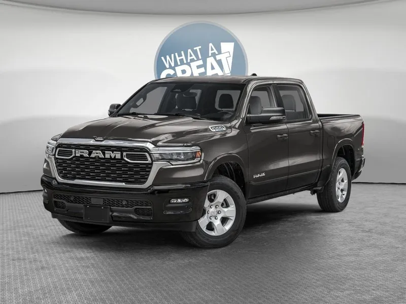 2026 RAM 1500 RAM 1500 BIG HORN CREW CAB 4X4 5'7' BOX in Granite Crystal Metallic Clear-Coat Exterior Paint — front three-quarter view