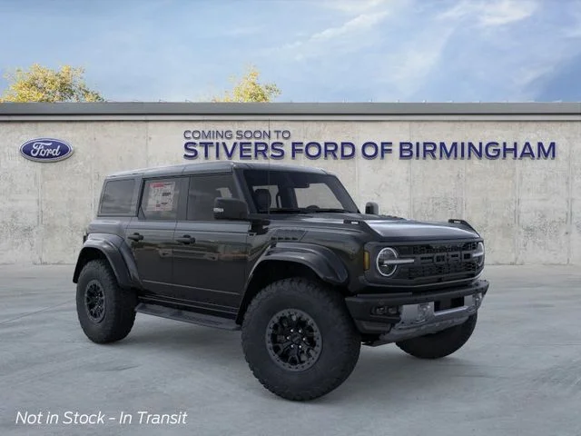 2026 Ford Bronco Raptor in Shadow Black — front three-quarter view