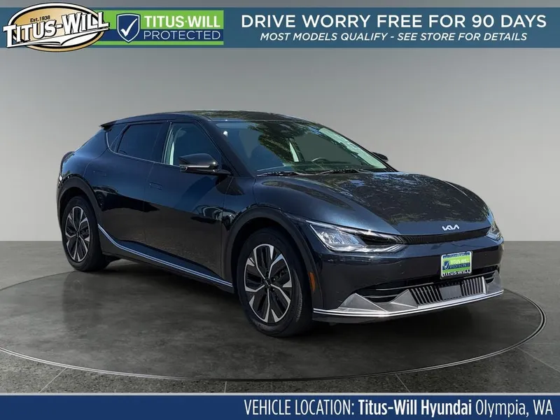 2024 Kia EV6 Light in Gravity Blue — front three-quarter view