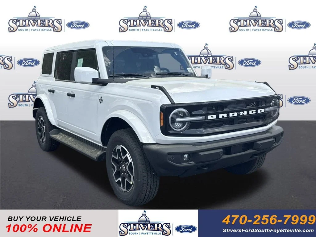 2026 Ford Bronco Outer Banks in White — front three-quarter view