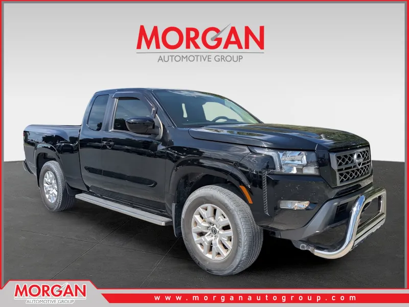 2022 Nissan Frontier SV in Black — front three-quarter view
