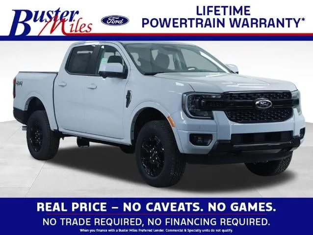 2026 Ford Ranger Lariat in Avalanche — front three-quarter view