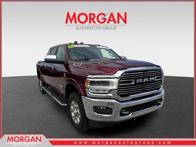 2021 Ram 2500 Laramie in Delmonico Red Pearlcoat — front three-quarter view