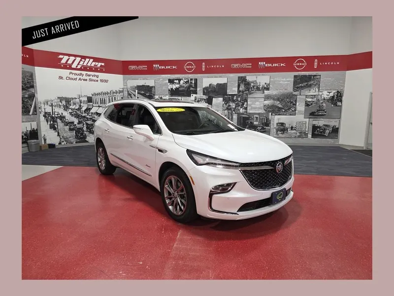 2024 Buick Enclave Avenir CarBravo Certified in White Frost Tricoat — front three-quarter view