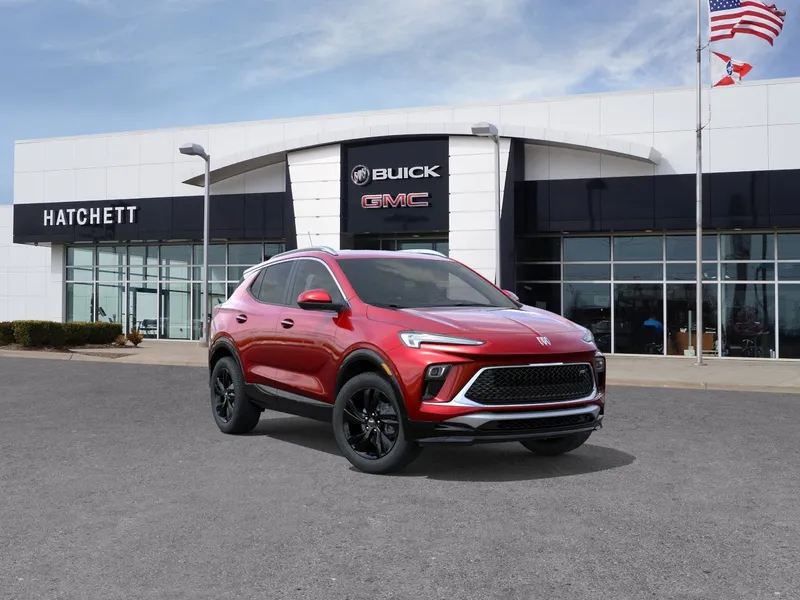 2026 Buick Encore GX Sport Touring in Brilliant Red — front three-quarter view