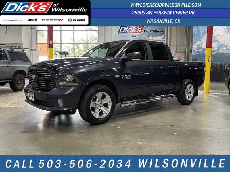 2016 RAM 1500 Sport in Maximum Steel Metallic Clearcoat — front three-quarter view