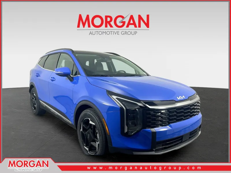2026 Kia Sportage EX in Nebular Blue — front three-quarter view