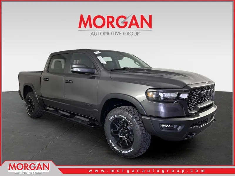 2026 Ram 1500 Rebel in Gray — front three-quarter view
