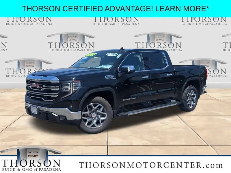 2023 GMC Sierra 1500 SLT in Onyx Black — front three-quarter view