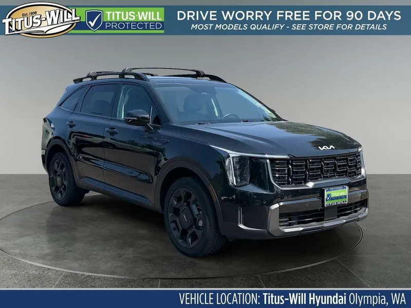 2024 Kia Sorento X-Line EX in Ebony Black — front three-quarter view