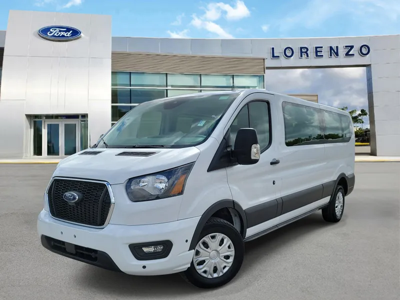 2025 Ford Transit Passenger Wagon XLT in Oxford White — front three-quarter view