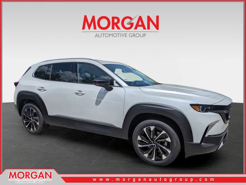 2026 Mazda CX-50 Hybrid Premium Plus in Beige — front three-quarter view