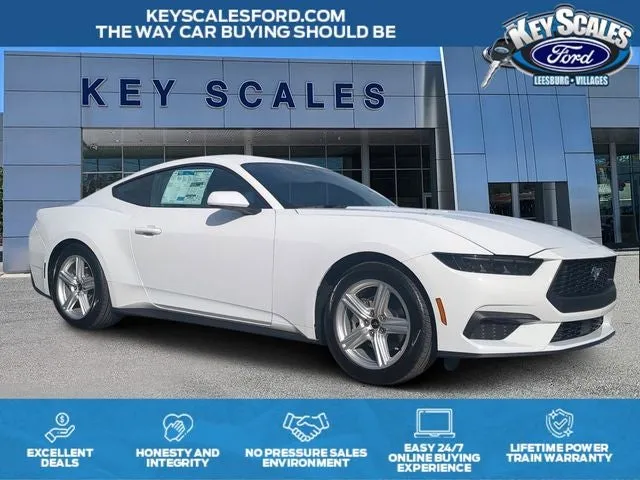 2026 Ford Mustang EcoBoost in Oxford White — front three-quarter view