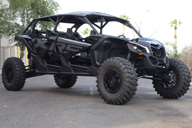 2026 Can-Am® Maverick X3 Max X RS Turbo RR Triple Black_7.6 in. — front three-quarter view