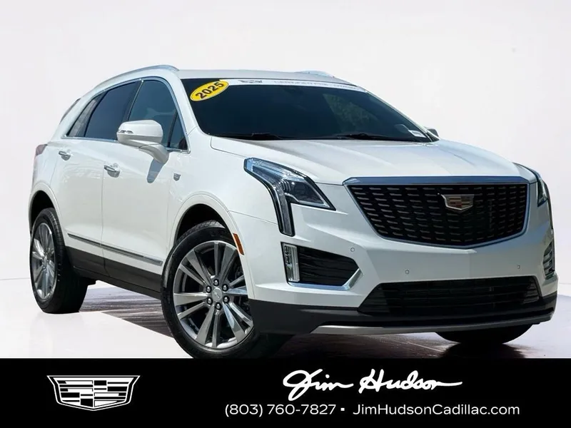 2025 Cadillac XT5 Premium Luxury in Crystal White — front three-quarter view