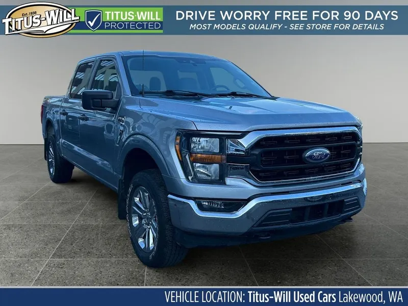 2023 Ford F-150 XLT in Silver Metallic — front three-quarter view