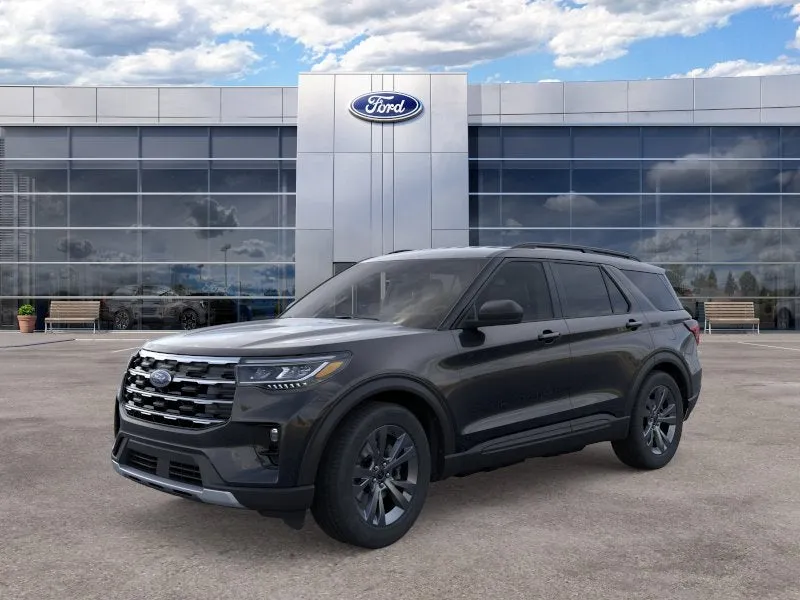 2026 Ford Explorer Active in Agate Black Metallic — front three-quarter view