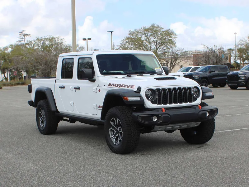 2026 Jeep Gladiator Mojave in Bright White Clear-Coat Exterior Paint — front three-quarter view