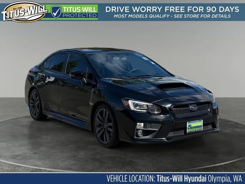2017 Subaru WRX Limited in Crystal Black Silica — front three-quarter view