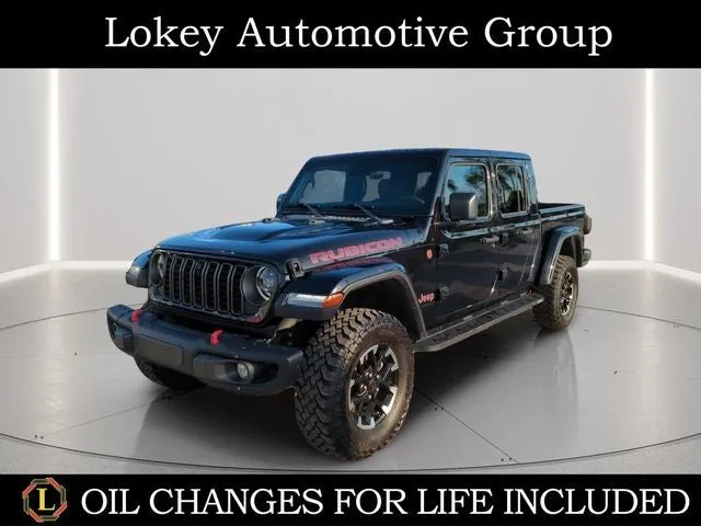 2024 Jeep Gladiator Rubicon in Black Clearcoat — front three-quarter view